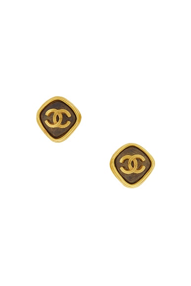 FWRD Renew Chanel Coco Mark Stone Earrings in Gold
