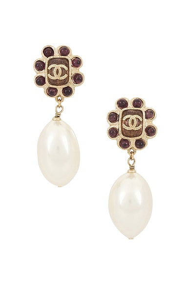 Chanel Coco Mark Stone & Pearl Earrings