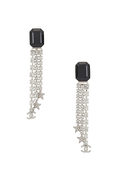 FWRD Renew Chanel Rhinestone Earrings in Silver