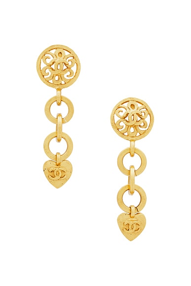 Chanel 1995 CC Heart Clip-On Earrings