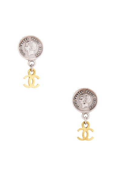 FWRD Renew Chanel 1997 CC Coin Clip-On Earrings in Silver & Gold