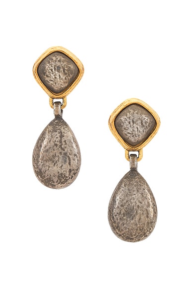 FWRD Renew Chanel 1995 Stone Clip-On Earrings in Gold