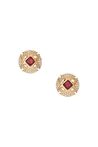 Chanel Vintage CC Crystal Gripoix Clip-On Earrings