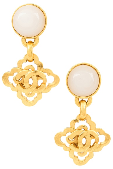 FWRD Renew Chanel 1997 Coco Mark Clip-On Earrings in Gold | FWRD
