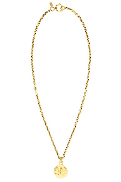 FWRD Renew Chanel 1990 Coco Mark Necklace in Gold