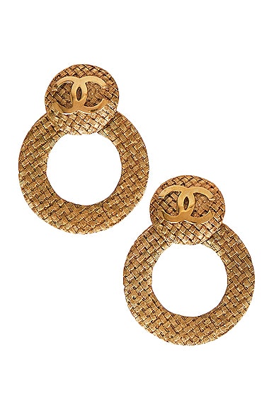 FWRD Renew Chanel CC Clip-On Earrings in Gold