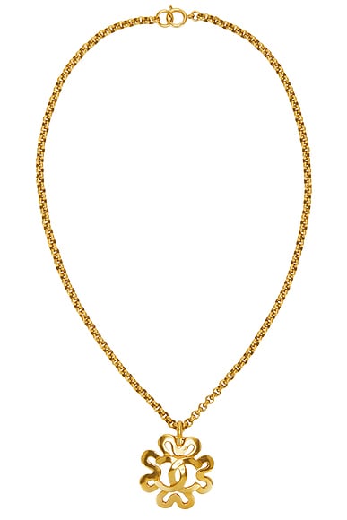 FWRD Renew Chanel 1995 CC Flower Necklace in Gold