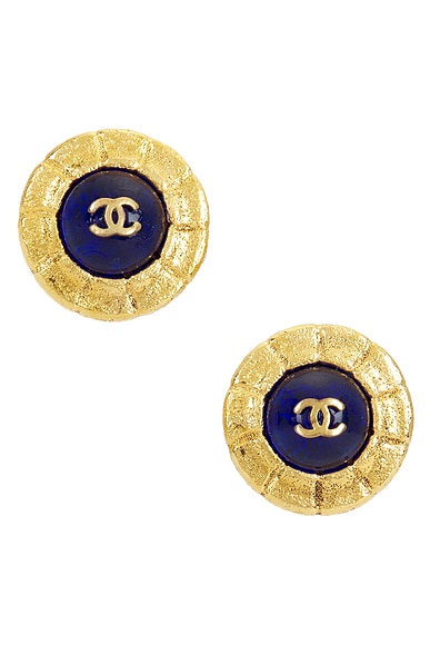 FWRD Renew Chanel 1990 Coco Mark Stone Earrings in Gold