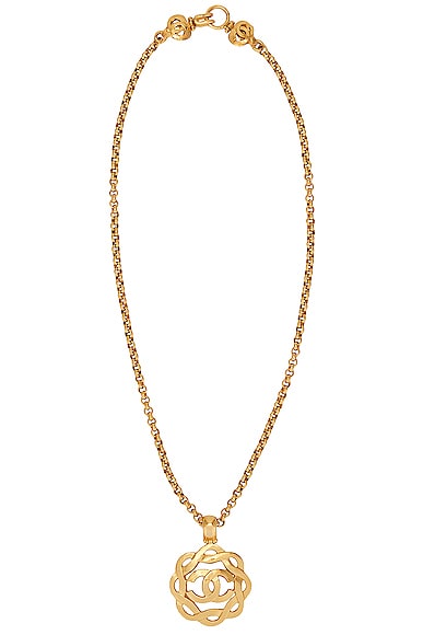 FWRD Renew Chanel 1997 Large CC Pendant Necklace in Gold