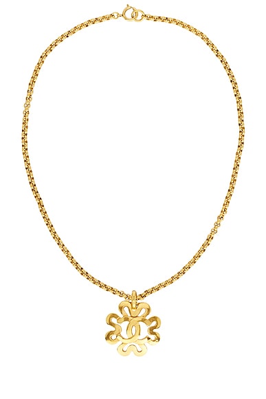 FWRD Renew Chanel 1995 CC Flower Necklace in Gold