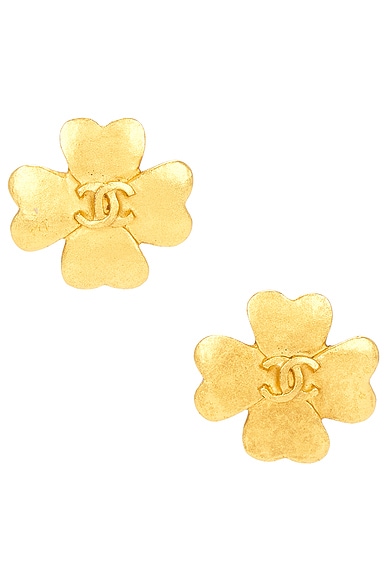 Chanel 1995 Clover Clip-On Earrings