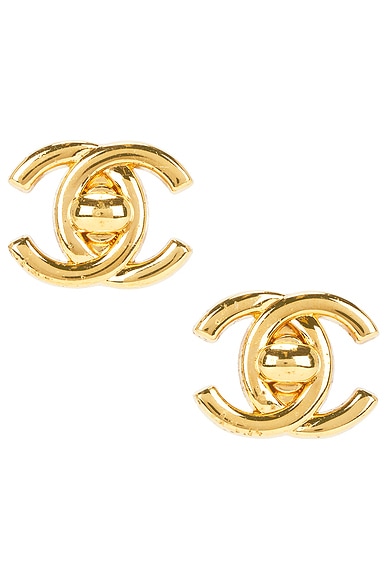 Chanel 1998 Turnlock CC Earrings