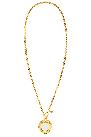 FWRD Renew Chanel CC Mirror Necklace in Gold