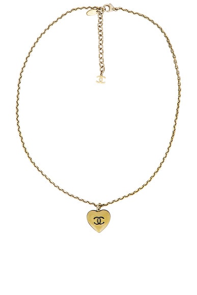 FWRD Renew Chanel CC Heart Necklace in Gold