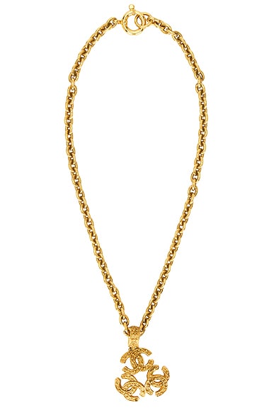 FWRD Renew Chanel 1994 Triple CC Necklace in Gold