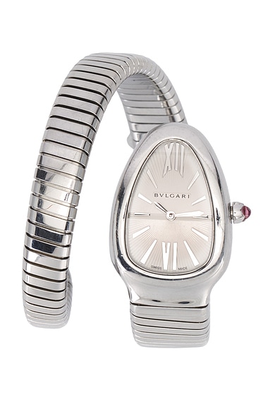 FWRD Renew Bulgari Serpenti Tubogas Watch in Silver