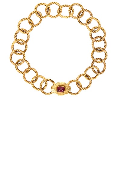 FWRD Renew Chanel Stone Choker Necklace in Gold