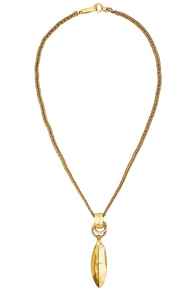 FWRD Renew Chanel 1998 CC Feather Necklace in Gold