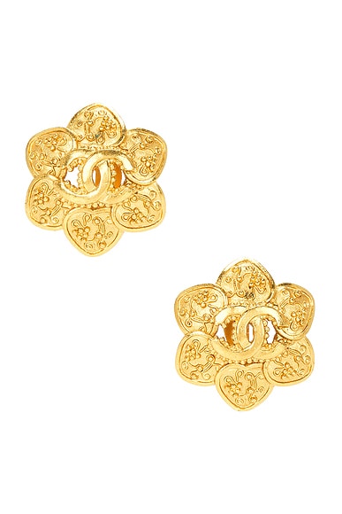 Chanel 1996 CC Flower Clip-On Earrings