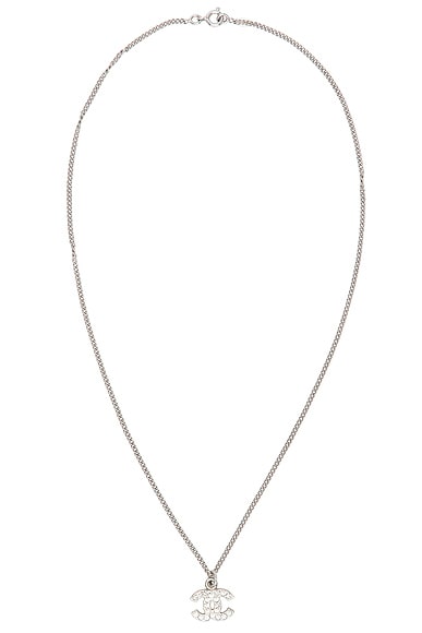 FWRD Renew Chanel Coco Mark Necklace in Silver