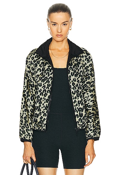 FWRD Renew Louis Vuitton Leopard Nylon Jacket in Green