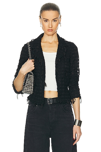 FWRD Renew Chanel Tweed Jacket in Black