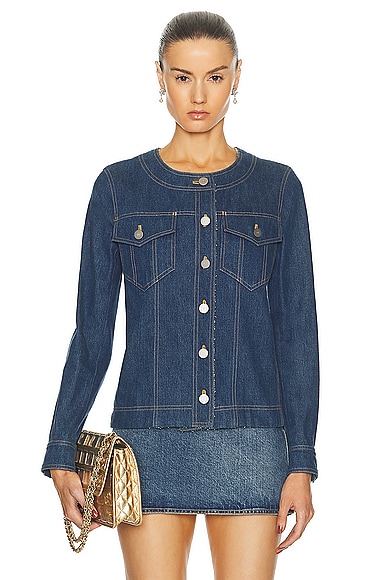 Pre-owned Chanel Denim Coco Button Jacket In Blue
