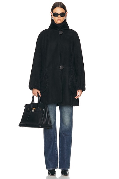 Shop Fendi Shearling Jacket In Black