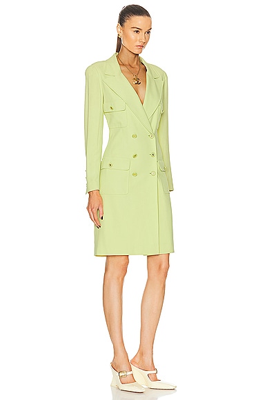 Pre-owned Chanel 1997 Spring Summer Runway Double Coat In Green