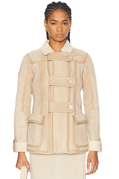 Louis Vuitton Mouton Coat in Beige