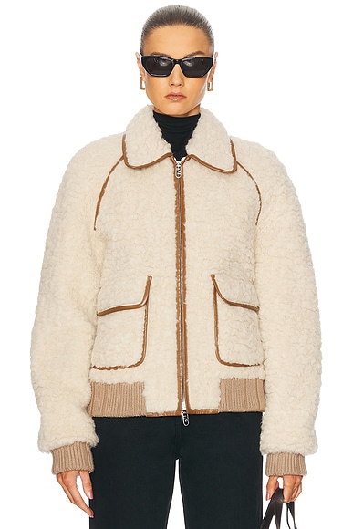 FWRD Renew Fendi Fleece Jacket in Cream