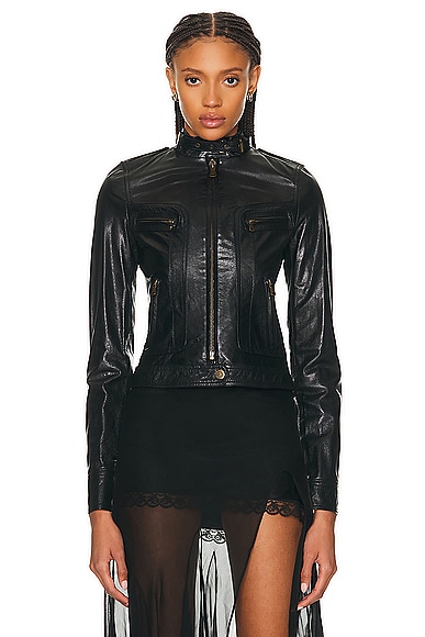 FWRD Renew Dolce & Gabbana Biker Jacket in Black