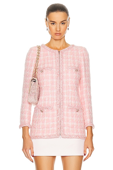 FWRD Renew Chanel Tweed Jacket in Pink