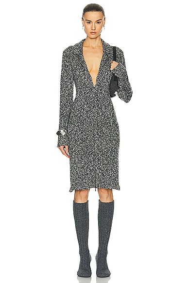 FWRD Renew Chanel Cashmere Tweed Coat in Grey