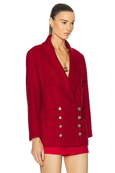 Pre-owned Chanel 1989 Cashmere Button Short Coat In Red