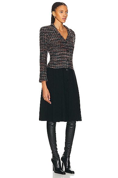 Pre-owned Chanel Boucle Mix Tweed Coat In Multi Black