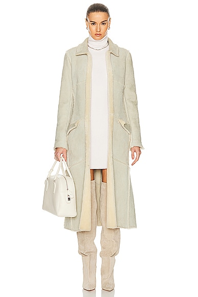 Pre-owned Chanel Shearling Coat In Light Grey