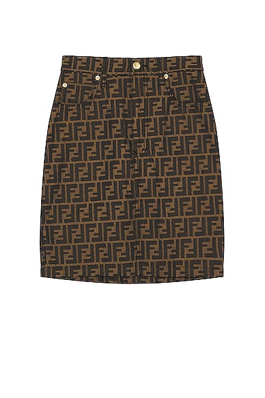 FWRD Renew Fendi Zucca Skirt in Brown