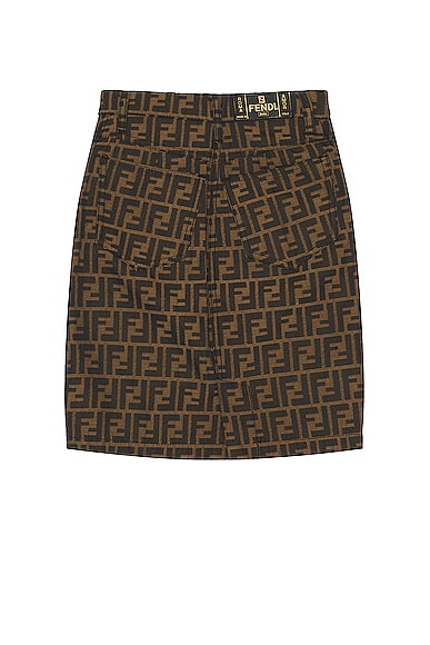 Shop Fendi Zucca Skirt In Brown