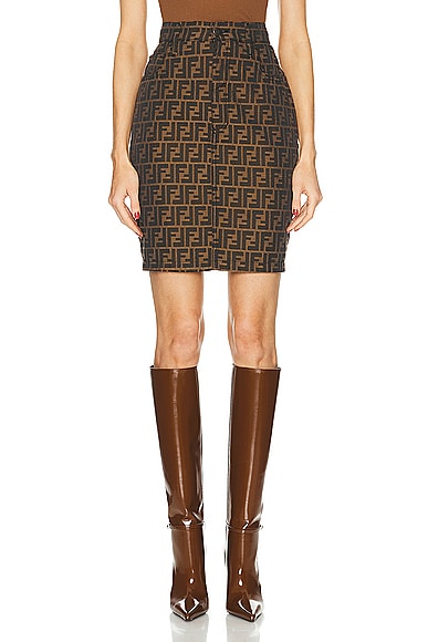 Fendi Zucca Skirt In Brown