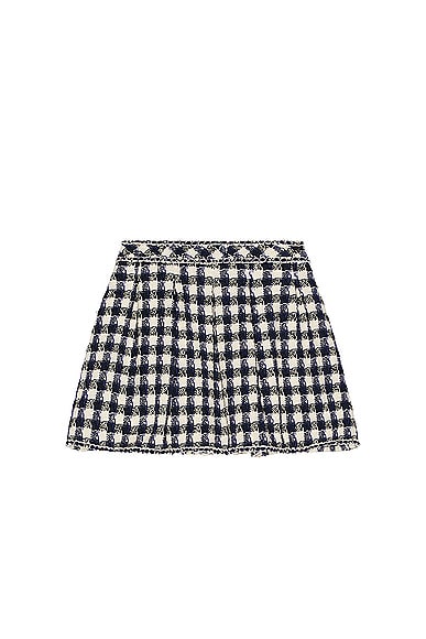 Pre-owned Chanel Check Skirt In Black & White