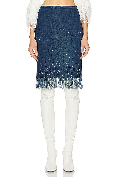 Fendi Denim Fringe Skirt