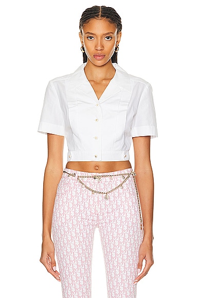 Pre-owned Chanel 1997 Spring Summer Runway Pleated Shirt In White