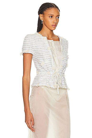 Pre-owned Chanel Tweed Top In Cream