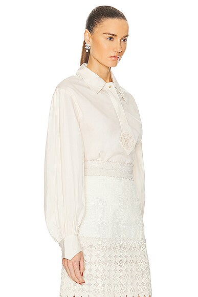 Pre-owned Chanel Balloon Sleeve Shirt In Ivory