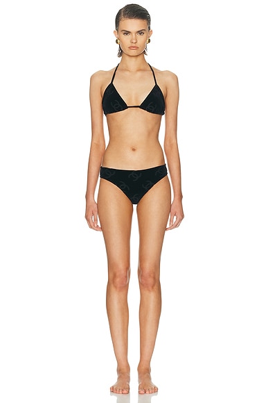 FWRD Renew Chanel Velour Bikini Set in Black