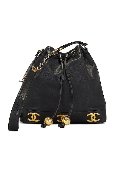 FWRD Renew Chanel Caviar Bucket Bag in Black FWRD
