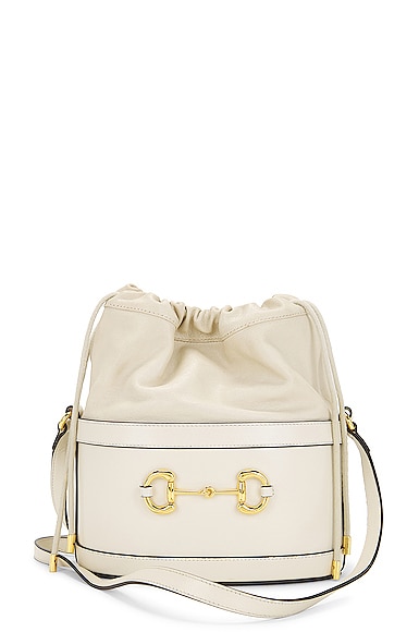 Gucci Horsebit Bucket Bag In White
