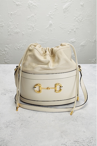 Shop Gucci Horsebit 1955 Bucket Bag In White
