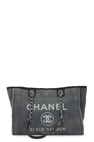 Chanel Deauville MM Canvas Chain Tote Bag